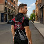 Essendon Bombers Australian Football Zipper Polo Shirt Fierce Mosquito Pilot Mascot - Bold Team Colors