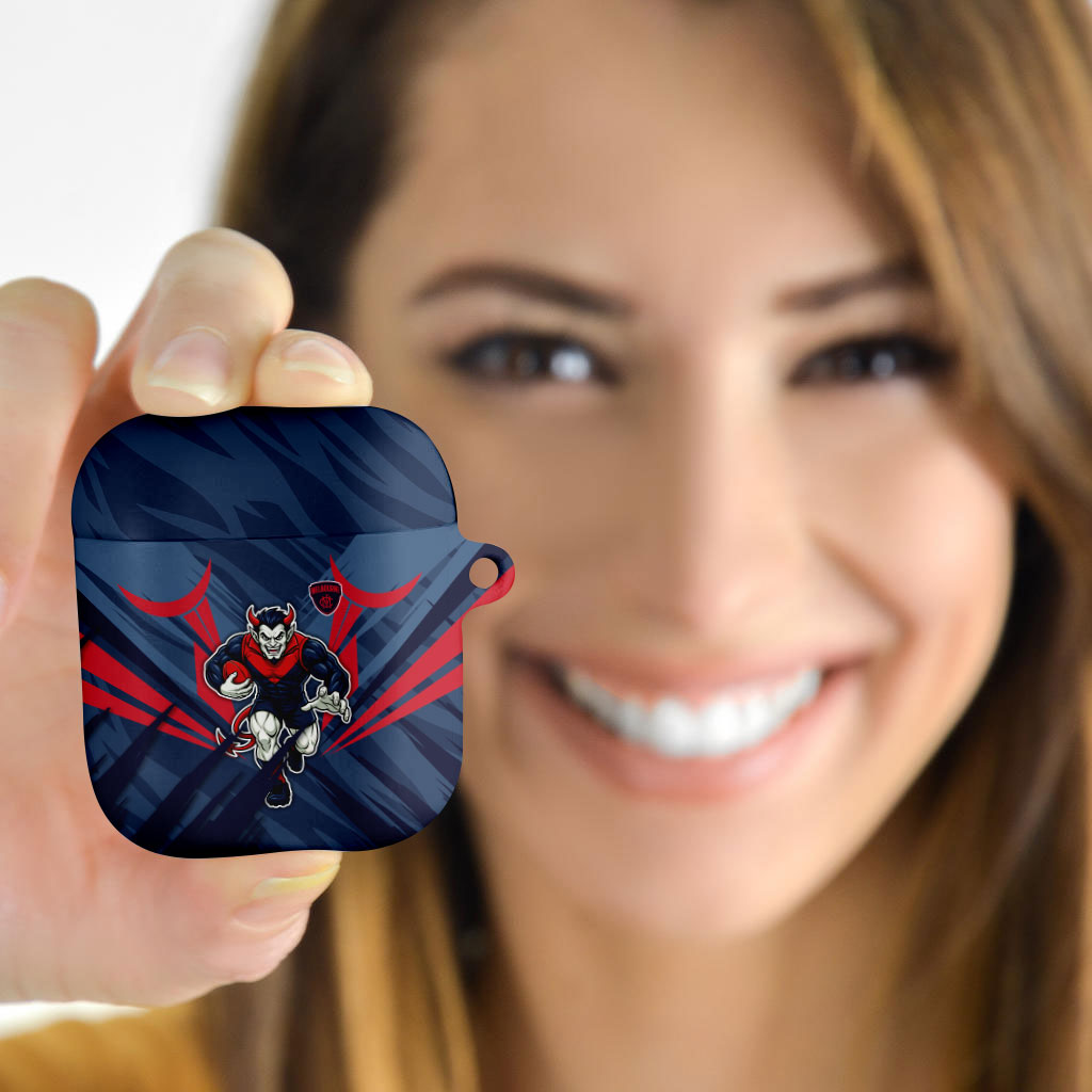 Melbourne Demons Australian Football AirPods Case Fierce Devil Mascot - Bold Team Colors