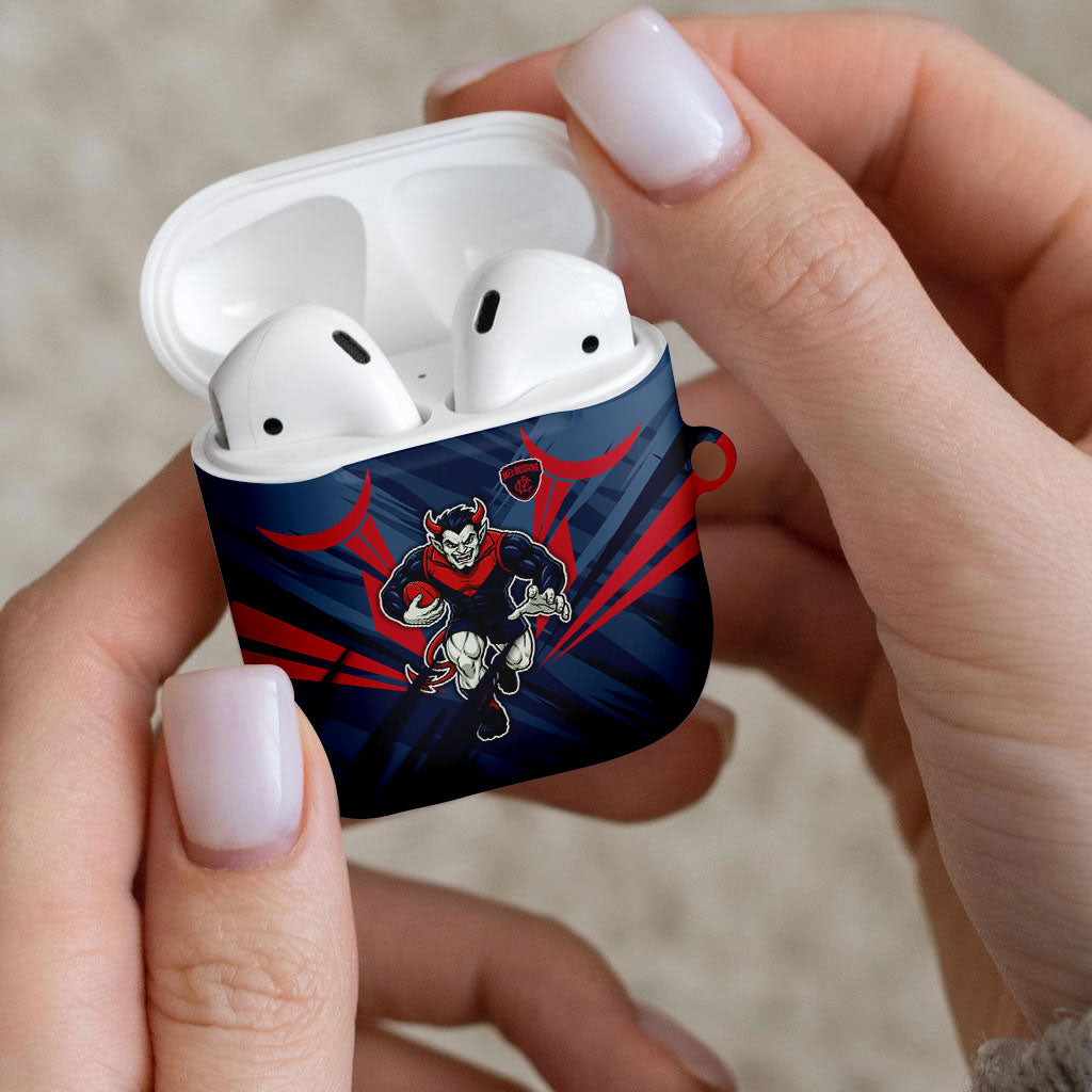 Melbourne Demons Australian Football AirPods Case Fierce Devil Mascot - Bold Team Colors