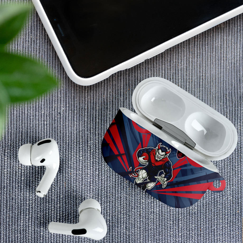 Melbourne Demons Australian Football AirPods Case Fierce Devil Mascot - Bold Team Colors