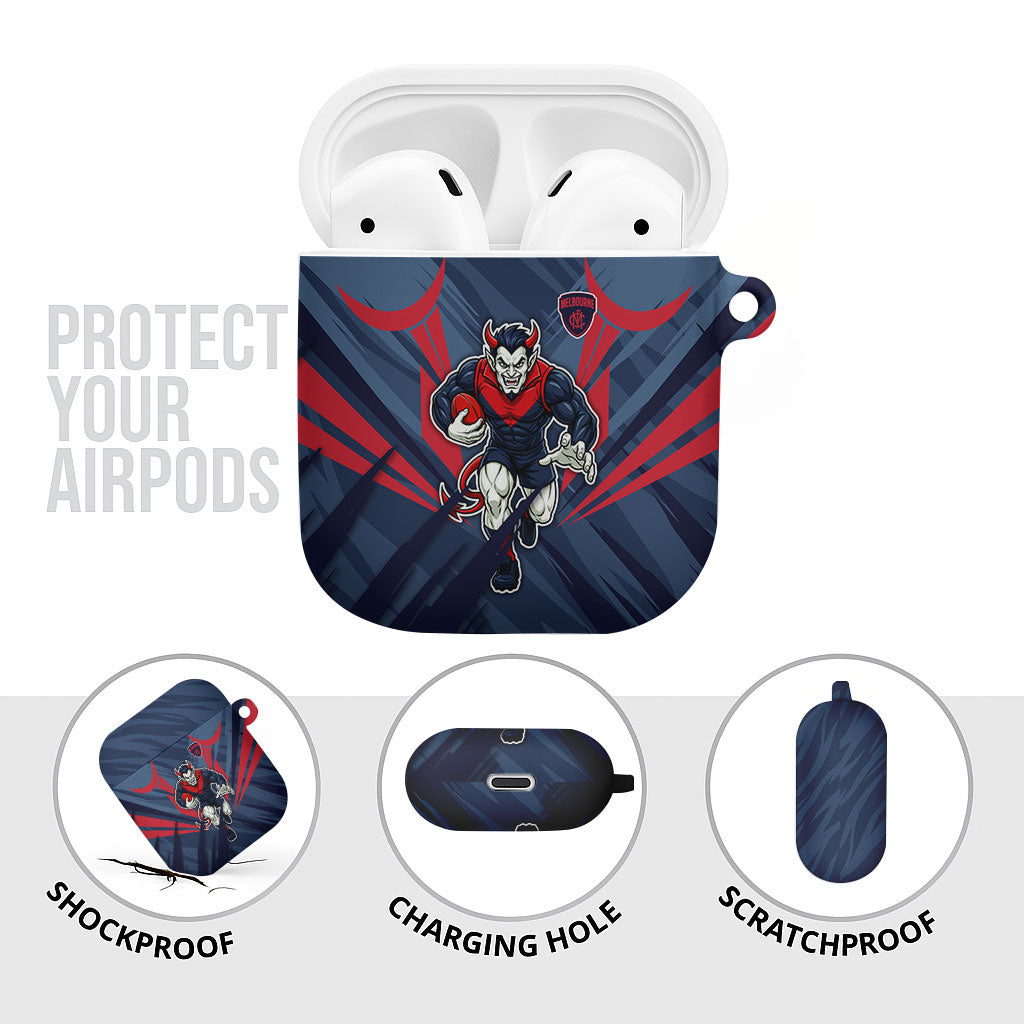 Melbourne Demons Australian Football AirPods Case Fierce Devil Mascot - Bold Team Colors