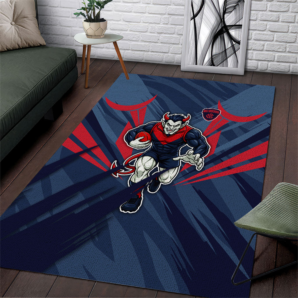 Melbourne Demons Australian Football Area Rug Fierce Devil Mascot - Bold Team Colors