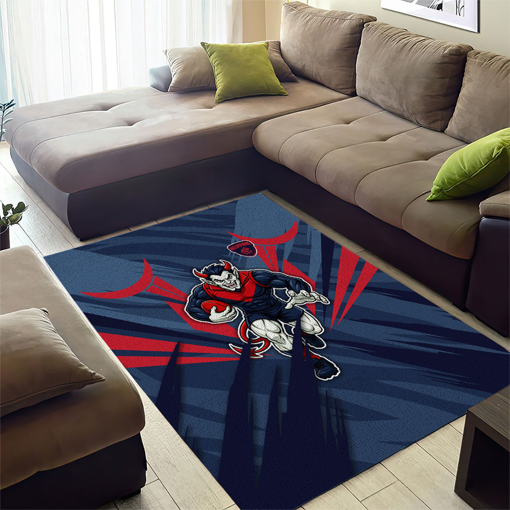 Melbourne Demons Australian Football Area Rug Fierce Devil Mascot - Bold Team Colors