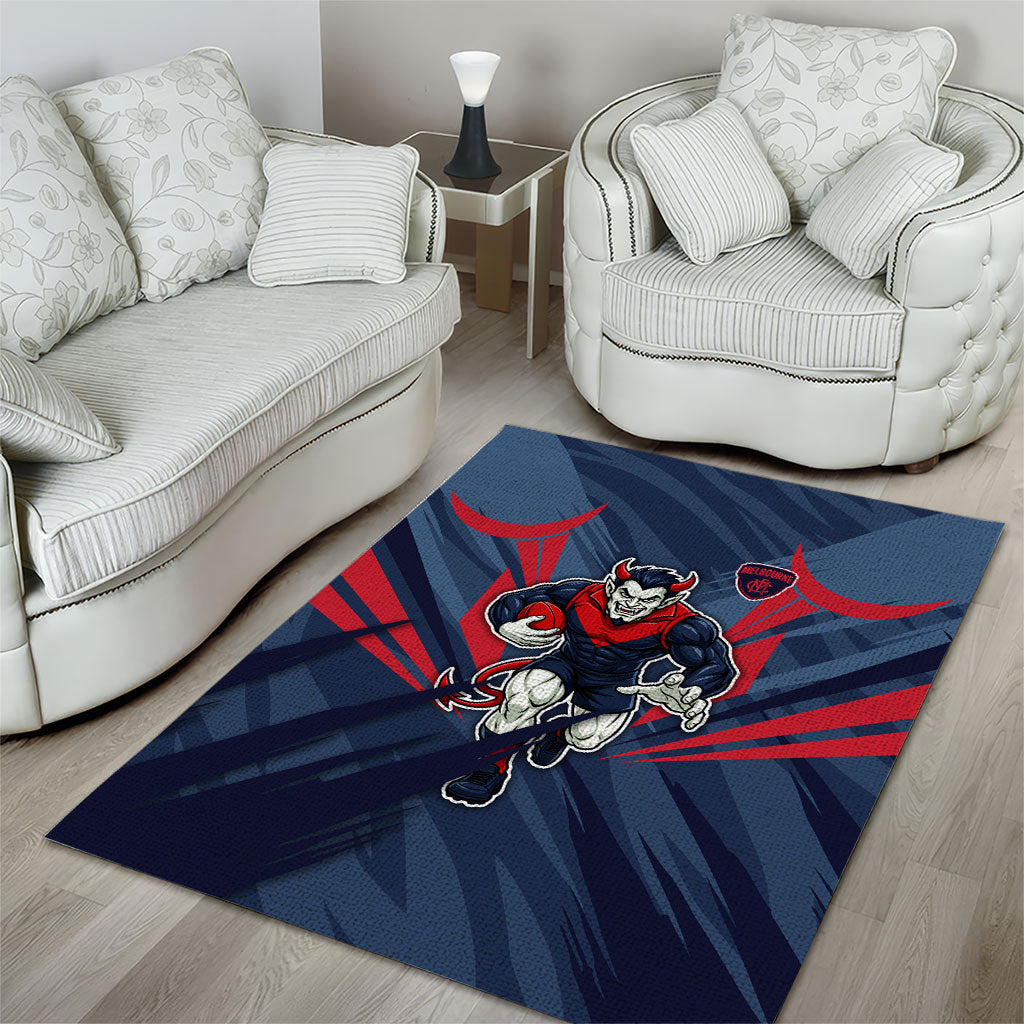 Melbourne Demons Australian Football Area Rug Fierce Devil Mascot - Bold Team Colors