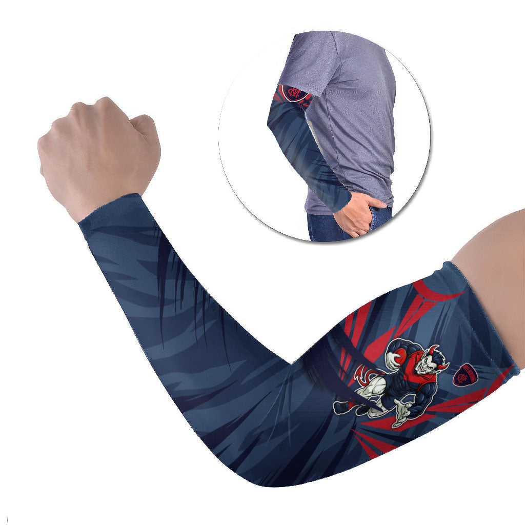 Melbourne Demons Australian Football Arm Sleeves Fierce Devil Mascot - Bold Team Colors