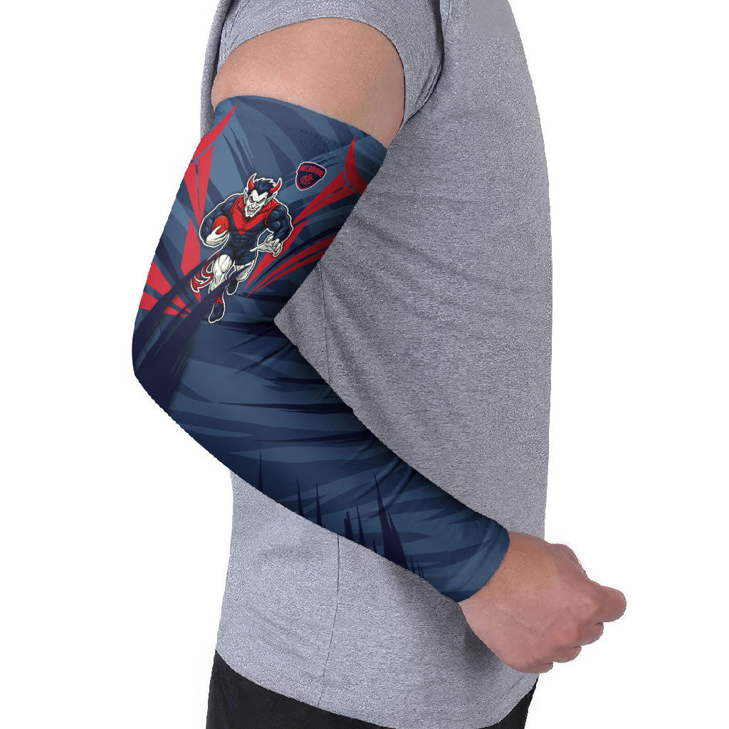 Melbourne Demons Australian Football Arm Sleeves Fierce Devil Mascot - Bold Team Colors