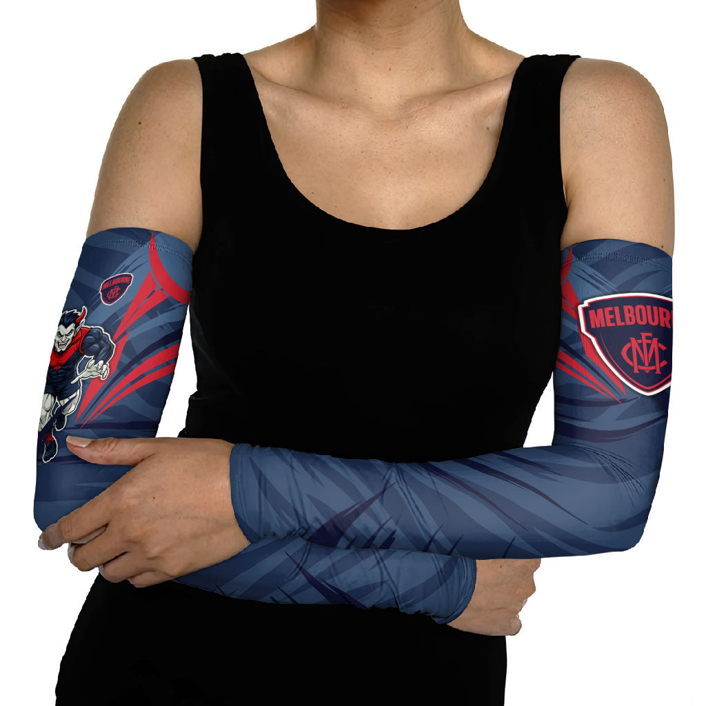 Melbourne Demons Australian Football Arm Sleeves Fierce Devil Mascot - Bold Team Colors