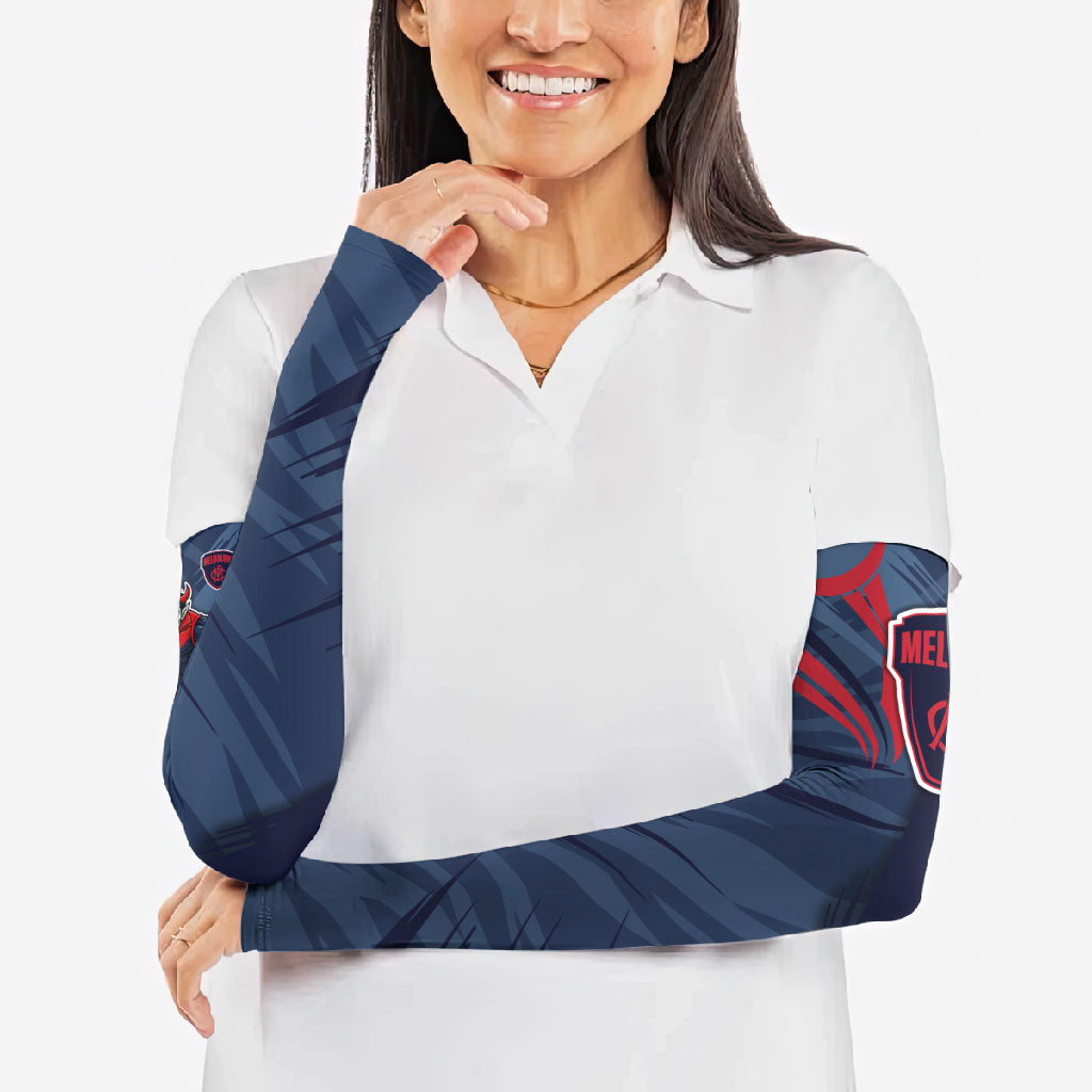 Melbourne Demons Australian Football Arm Sleeves Fierce Devil Mascot - Bold Team Colors