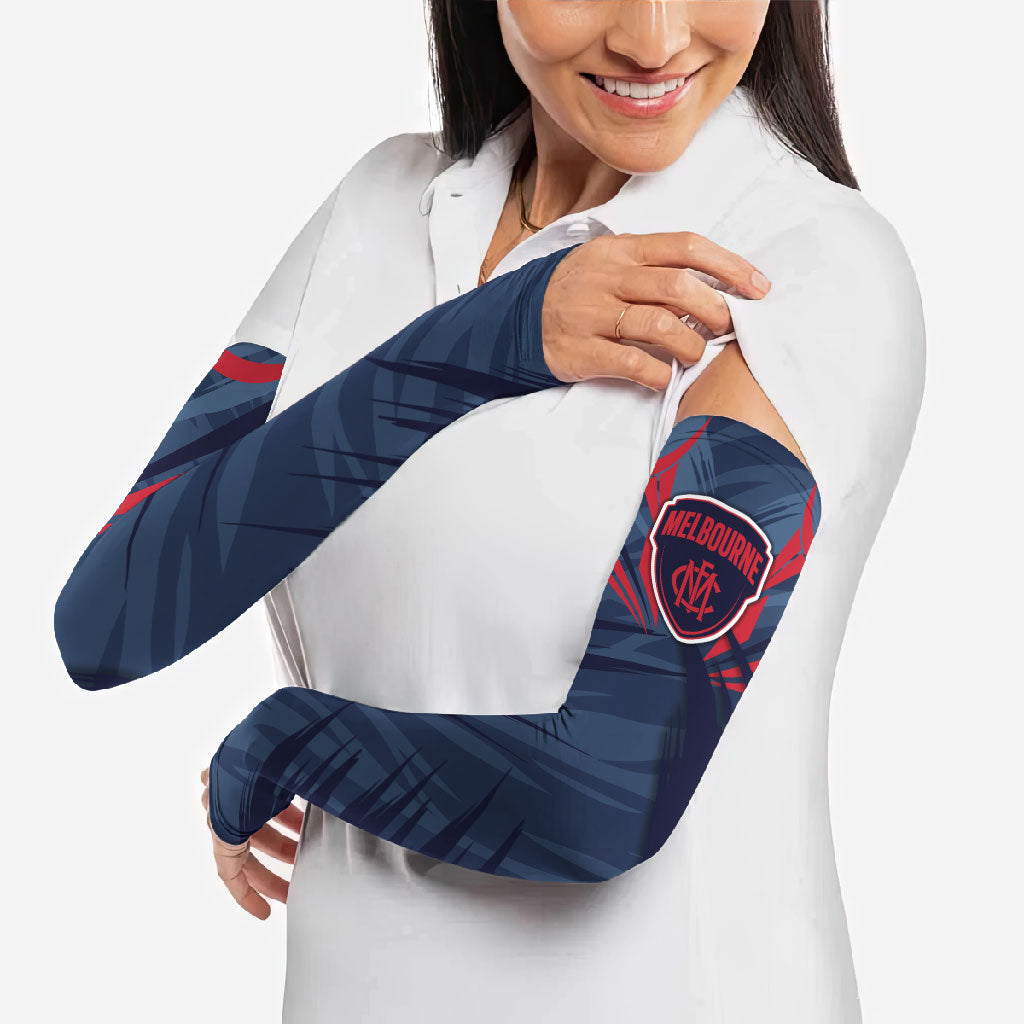 Melbourne Demons Australian Football Arm Sleeves Fierce Devil Mascot - Bold Team Colors