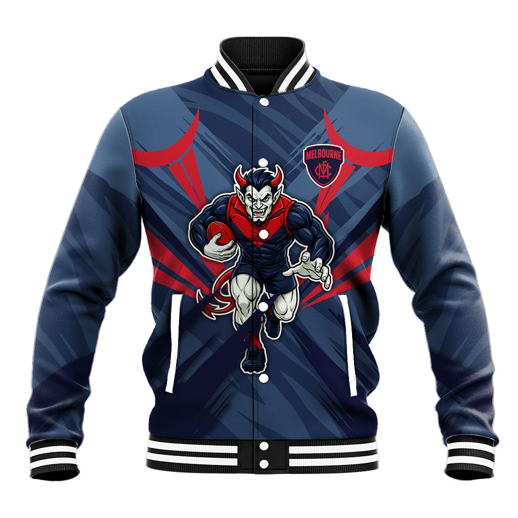 Melbourne Demons Australian Football Baseball Jacket Fierce Devil Mascot - Bold Team Colors