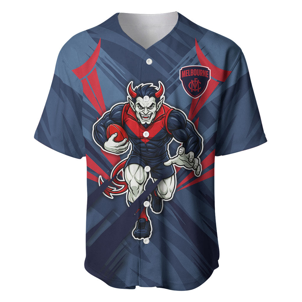 Melbourne Demons Australian Football Baseball Jersey Fierce Devil Mascot - Bold Team Colors