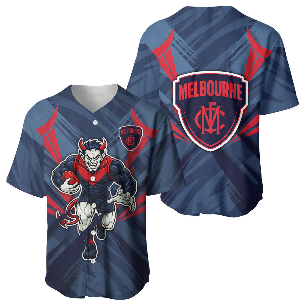 Melbourne Demons Australian Football Baseball Jersey Fierce Devil Mascot - Bold Team Colors
