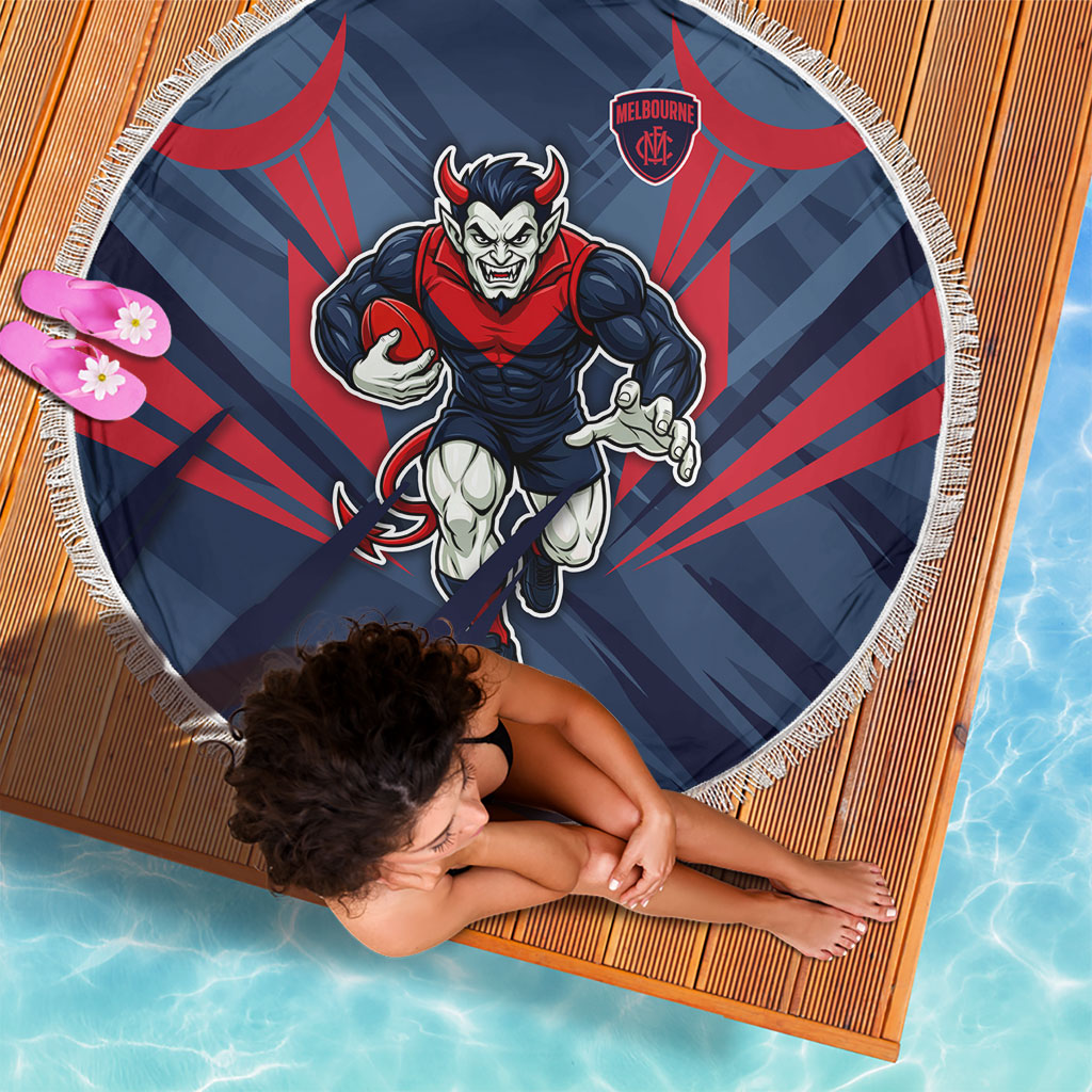 Melbourne Demons Australian Football Beach Blanket Fierce Devil Mascot - Bold Team Colors