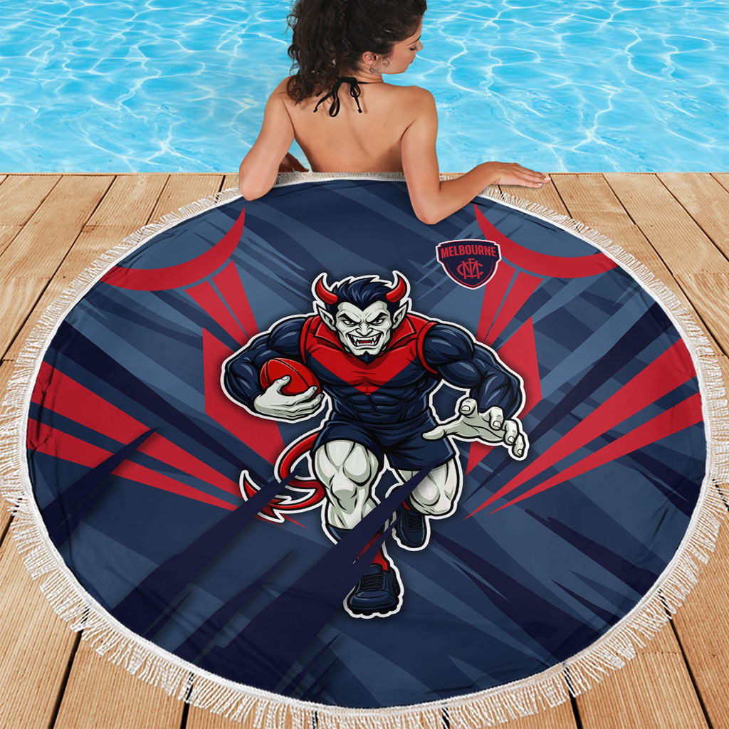 Melbourne Demons Australian Football Beach Blanket Fierce Devil Mascot - Bold Team Colors