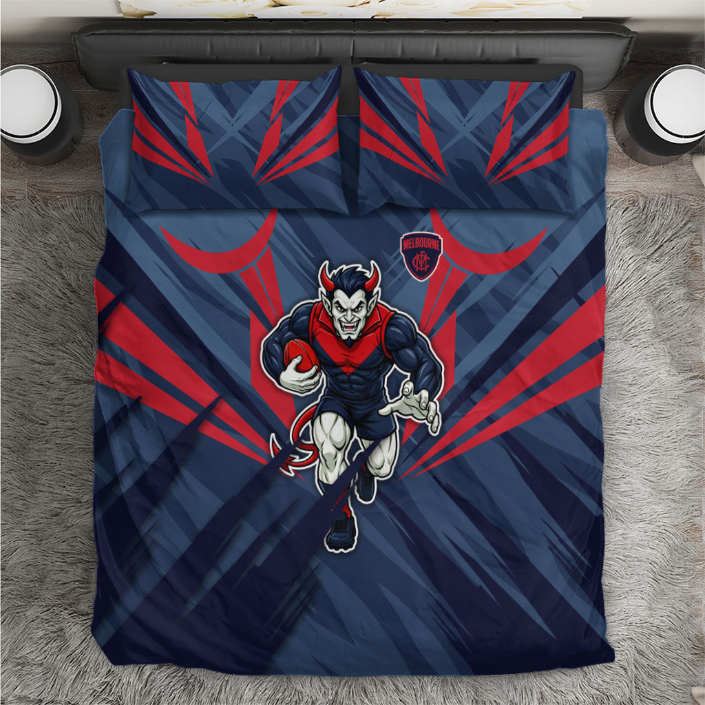 Melbourne Demons Australian Football Bedding Set Fierce Devil Mascot - Bold Team Colors