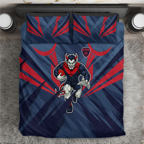 Melbourne Demons Australian Football Bedding Set Fierce Devil Mascot - Bold Team Colors