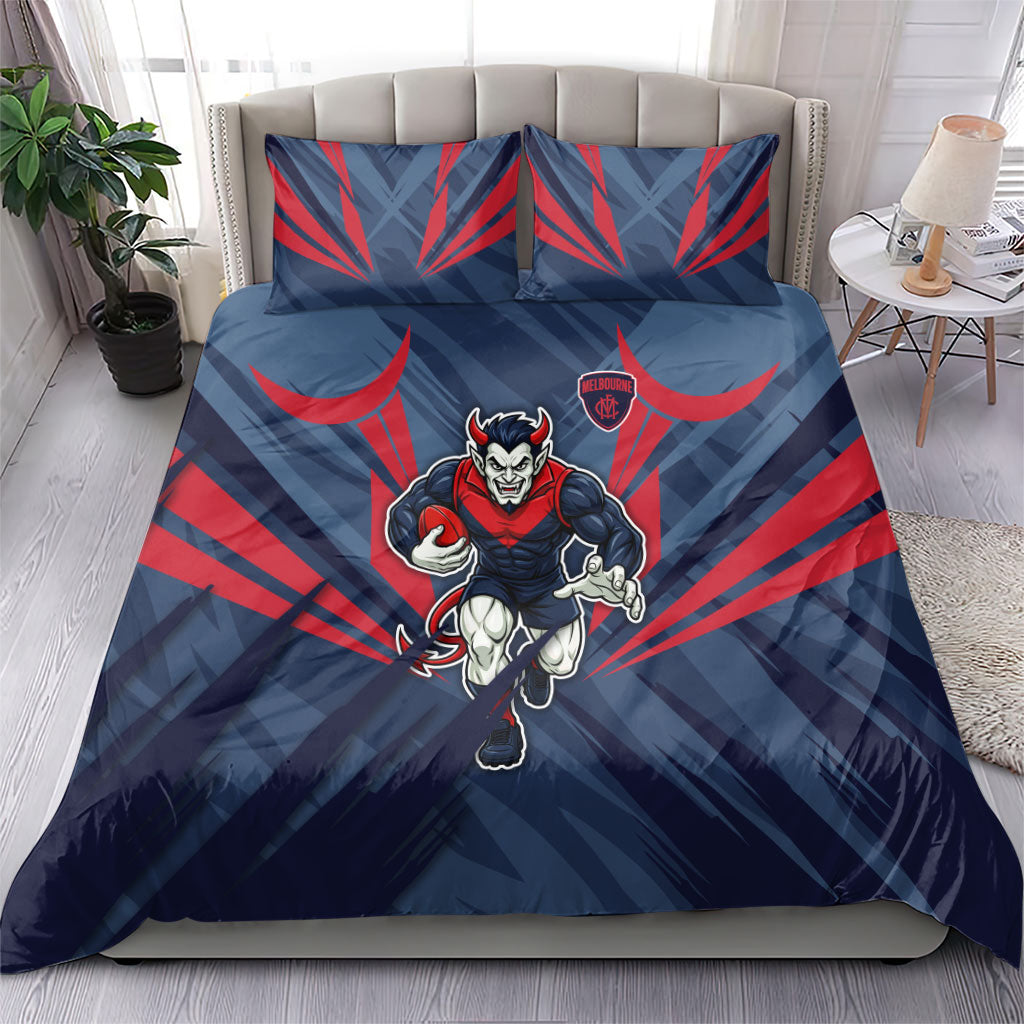 Melbourne Demons Australian Football Bedding Set Fierce Devil Mascot - Bold Team Colors