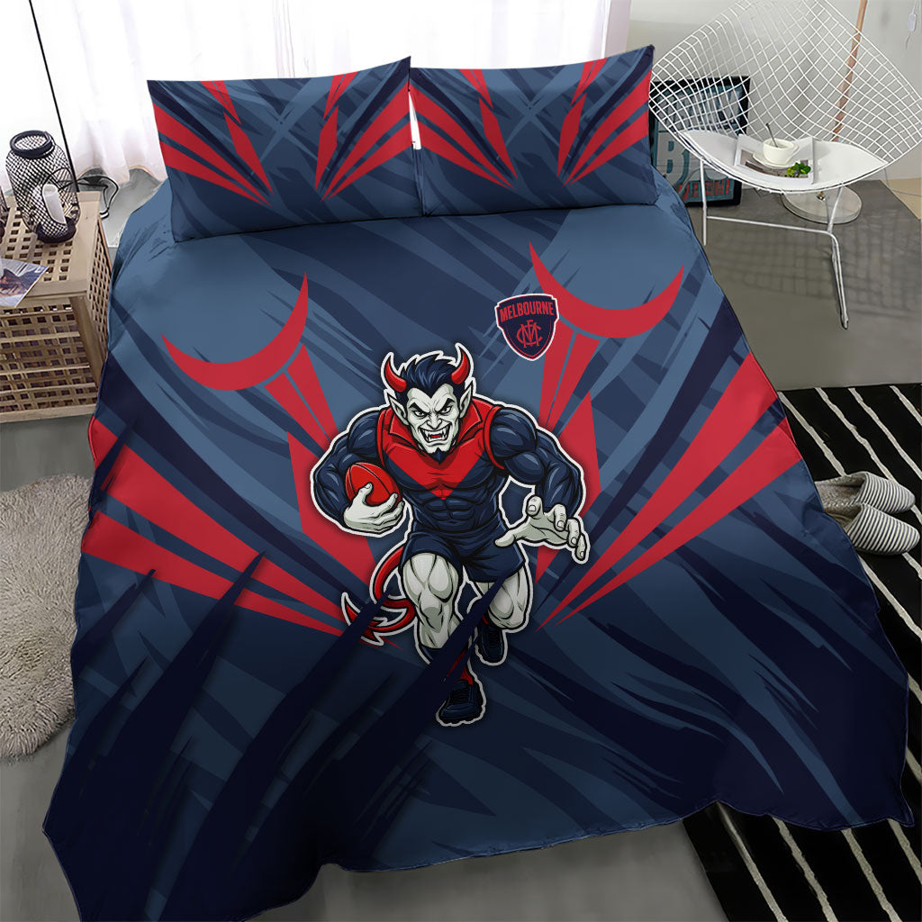 Melbourne Demons Australian Football Bedding Set Fierce Devil Mascot - Bold Team Colors