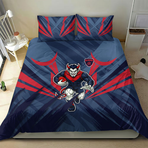 Melbourne Demons Australian Football Bedding Set Fierce Devil Mascot - Bold Team Colors