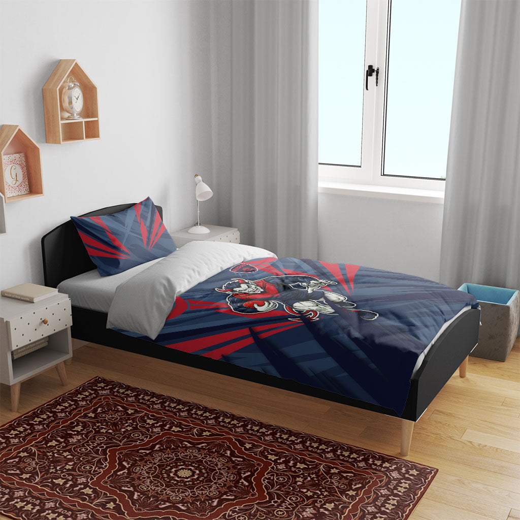 Melbourne Demons Australian Football Bedding Set Fierce Devil Mascot - Bold Team Colors