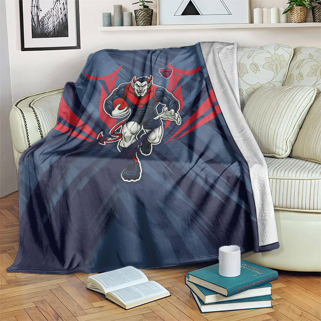 Melbourne Demons Australian Football Blanket Fierce Devil Mascot - Bold Team Colors