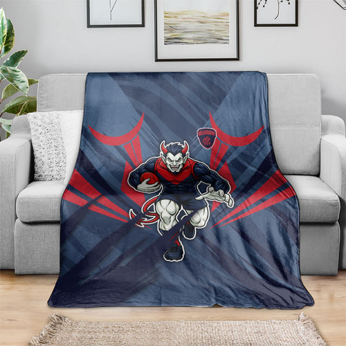 Melbourne Demons Australian Football Blanket Fierce Devil Mascot - Bold Team Colors
