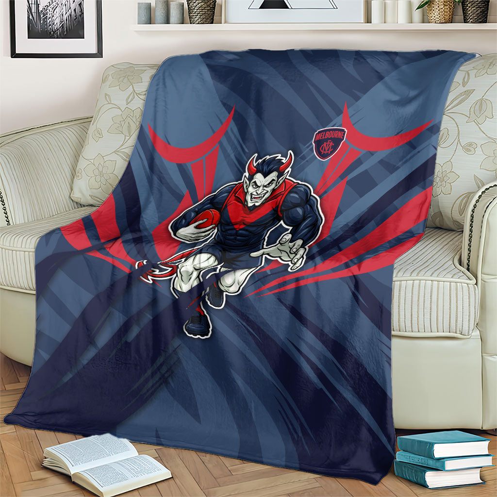 Melbourne Demons Australian Football Blanket Fierce Devil Mascot - Bold Team Colors