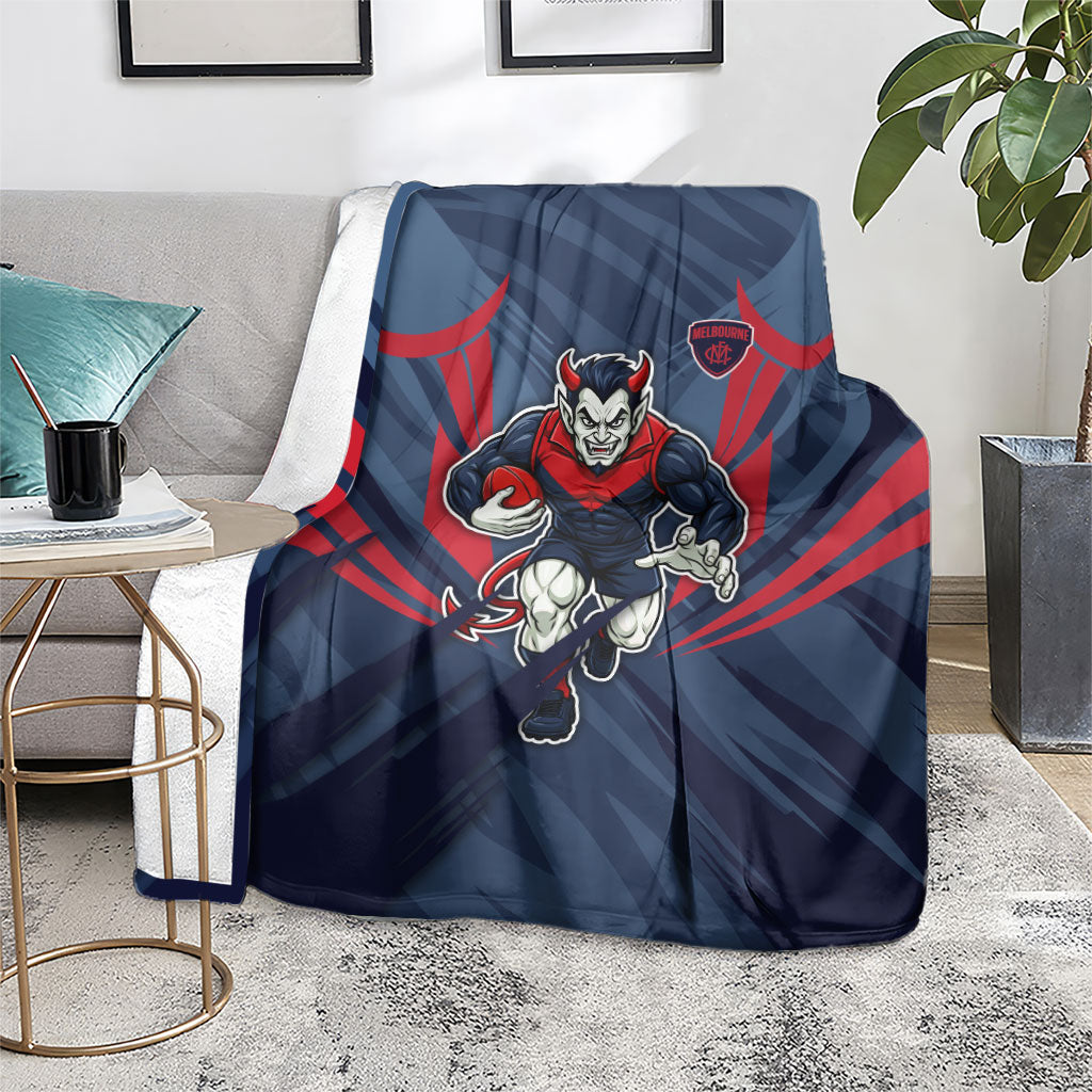 Melbourne Demons Australian Football Blanket Fierce Devil Mascot - Bold Team Colors