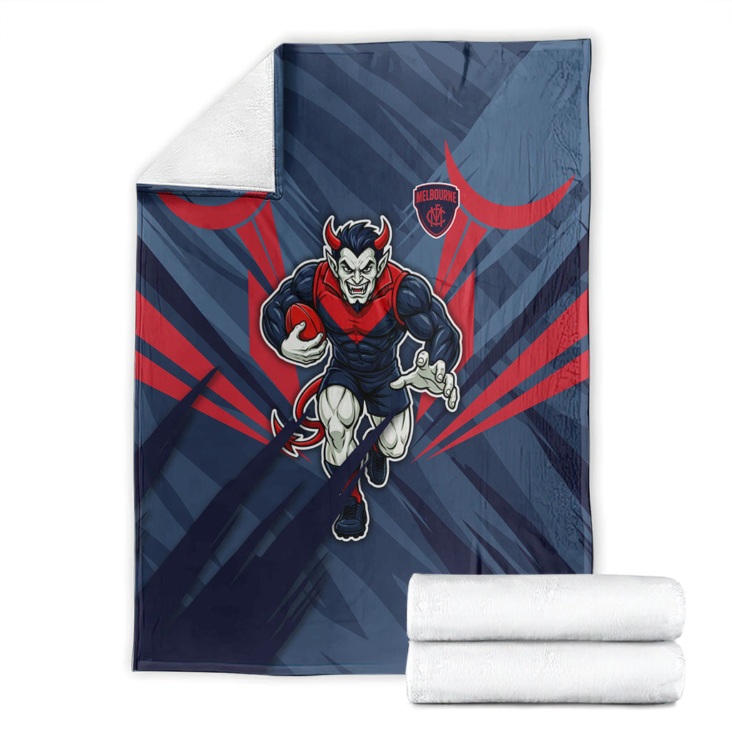 Melbourne Demons Australian Football Blanket Fierce Devil Mascot - Bold Team Colors