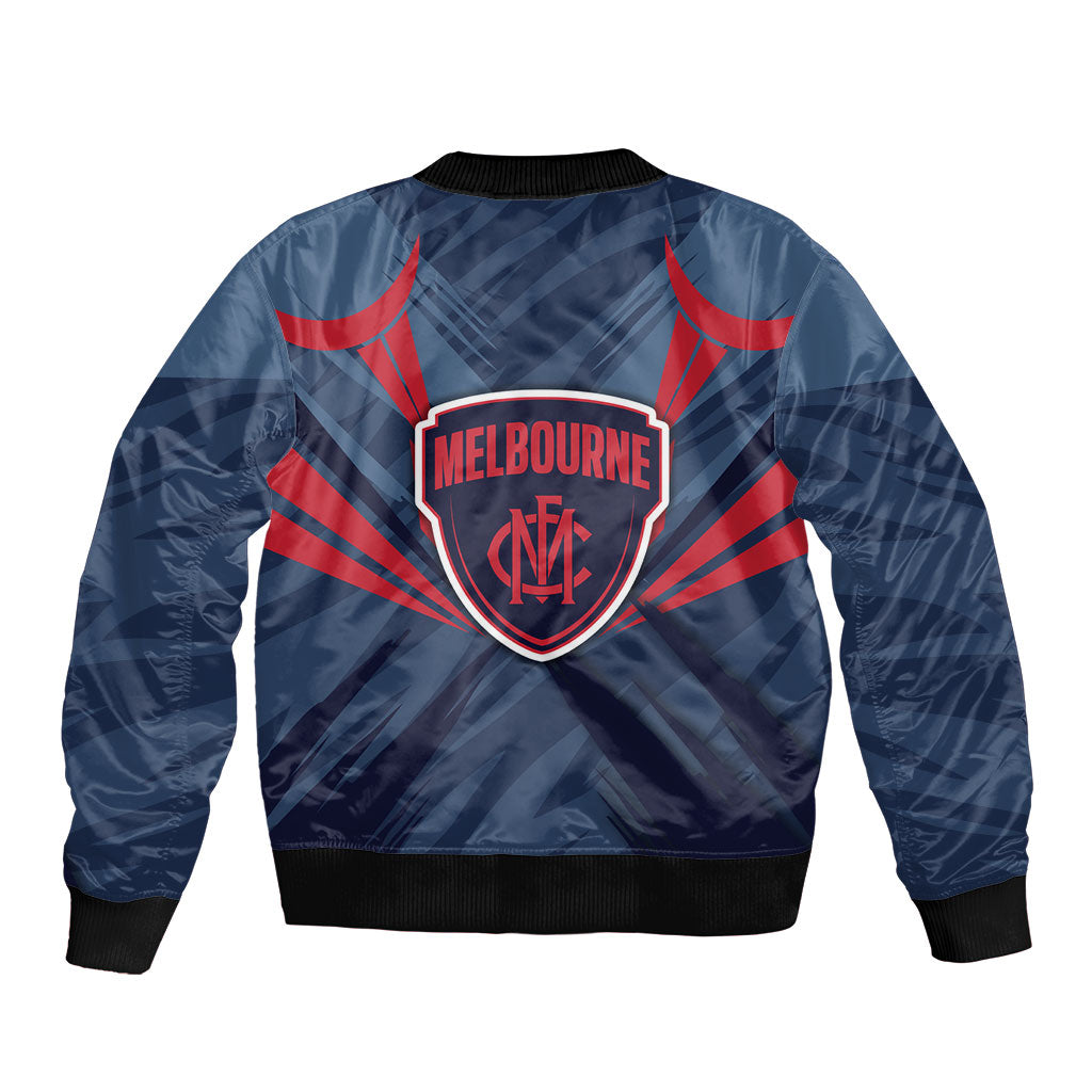 Melbourne Demons Australian Football Bomber Jacket Fierce Devil Mascot - Bold Team Colors