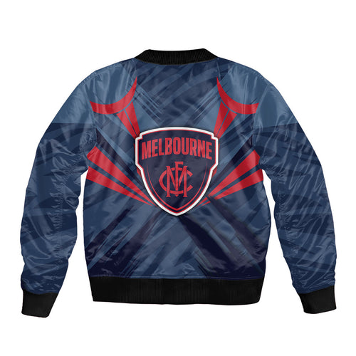 Melbourne Demons Australian Football Bomber Jacket Fierce Devil Mascot - Bold Team Colors