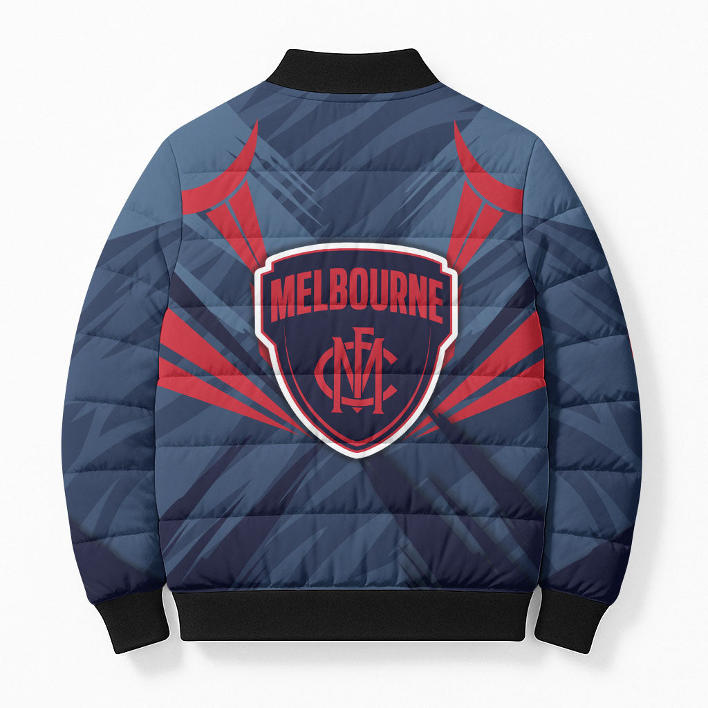 Melbourne Demons Australian Football Bomber Puffer Jacket Fierce Devil Mascot - Bold Team Colors