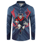 Melbourne Demons Australian Football Button Sweatshirt Fierce Devil Mascot - Bold Team Colors