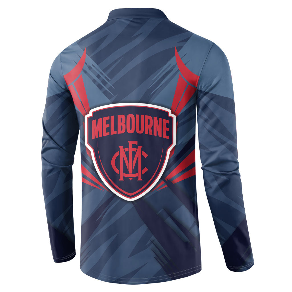 Melbourne Demons Australian Football Button Sweatshirt Fierce Devil Mascot - Bold Team Colors