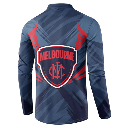 Melbourne Demons Australian Football Button Sweatshirt Fierce Devil Mascot - Bold Team Colors