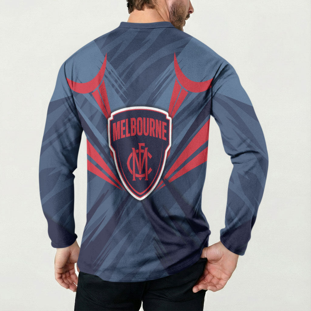 Melbourne Demons Australian Football Button Sweatshirt Fierce Devil Mascot - Bold Team Colors