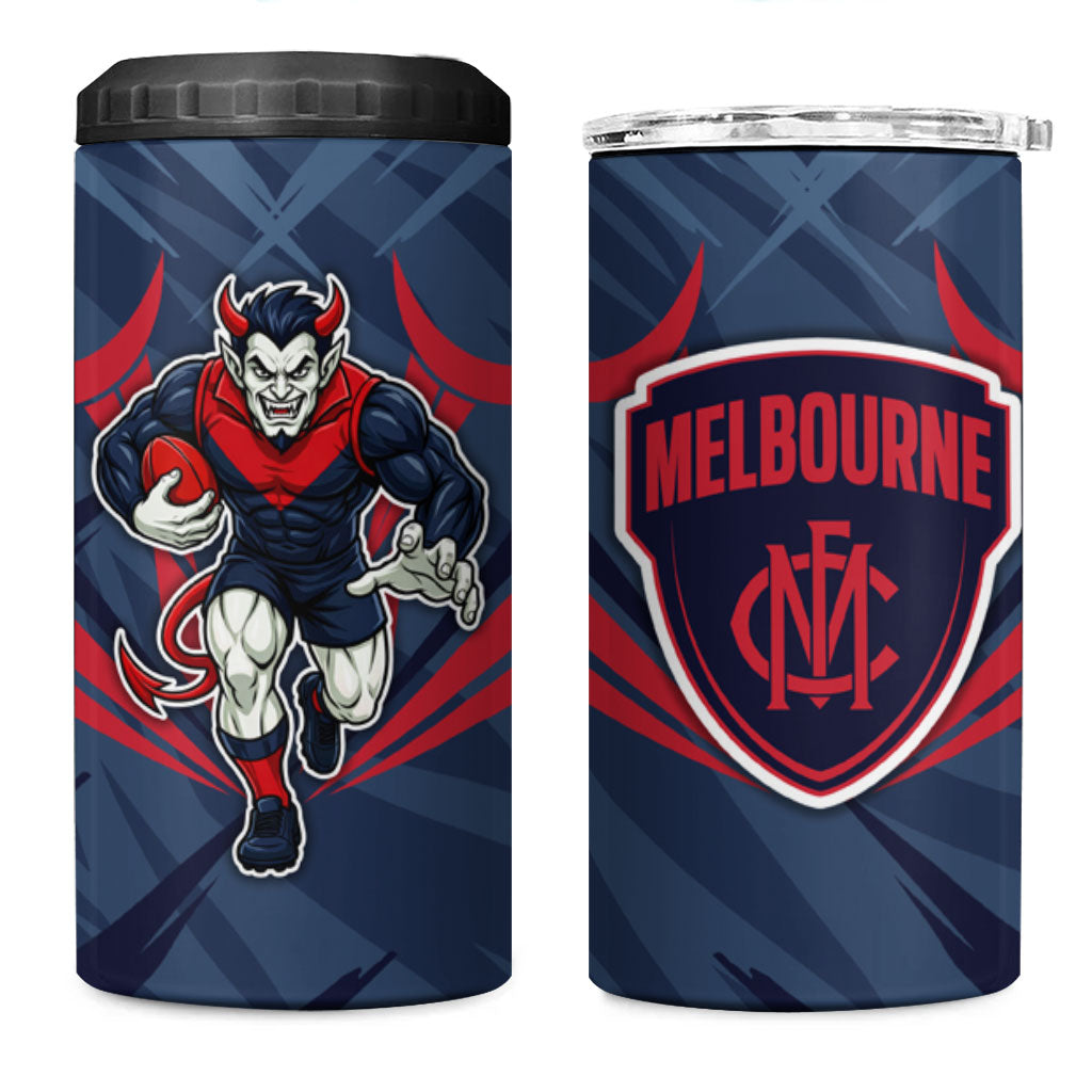 Melbourne Demons Australian Football 4 in 1 Can Cooler Tumbler Fierce Devil Mascot - Bold Team Colors
