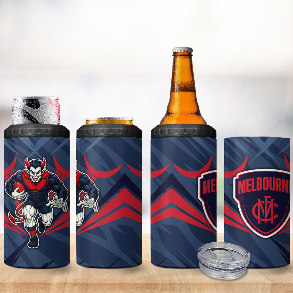Melbourne Demons Australian Football 4 in 1 Can Cooler Tumbler Fierce Devil Mascot - Bold Team Colors