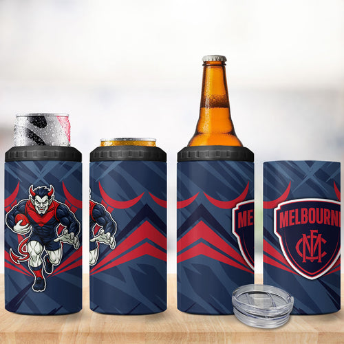 Melbourne Demons Australian Football 4 in 1 Can Cooler Tumbler Fierce Devil Mascot - Bold Team Colors