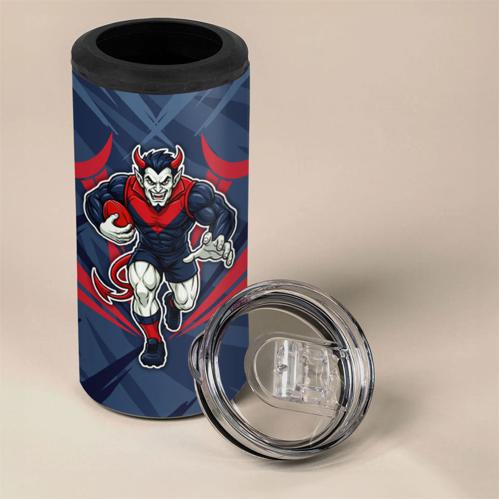 Melbourne Demons Australian Football 4 in 1 Can Cooler Tumbler Fierce Devil Mascot - Bold Team Colors