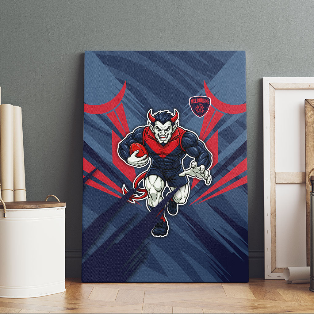 Melbourne Demons Australian Football Canvas Wall Art Fierce Devil Mascot - Bold Team Colors
