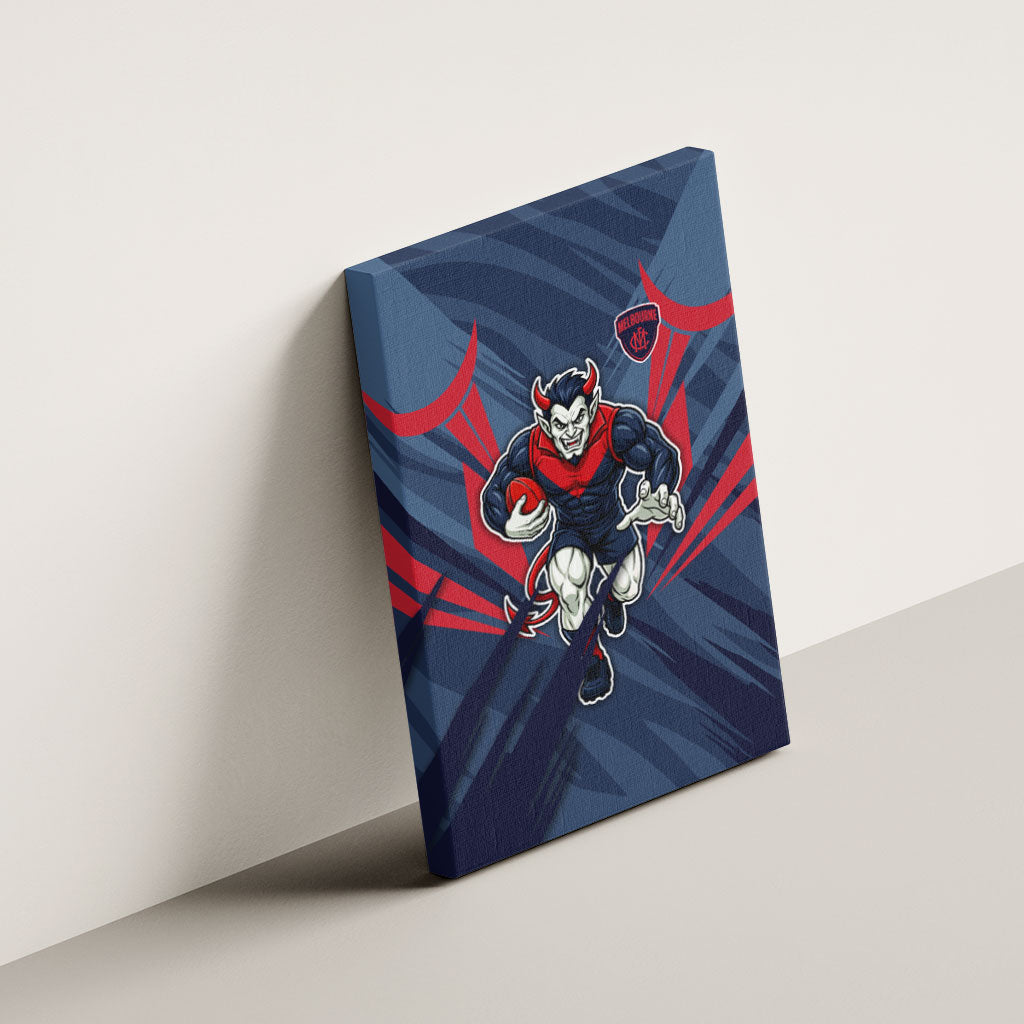 Melbourne Demons Australian Football Canvas Wall Art Fierce Devil Mascot - Bold Team Colors