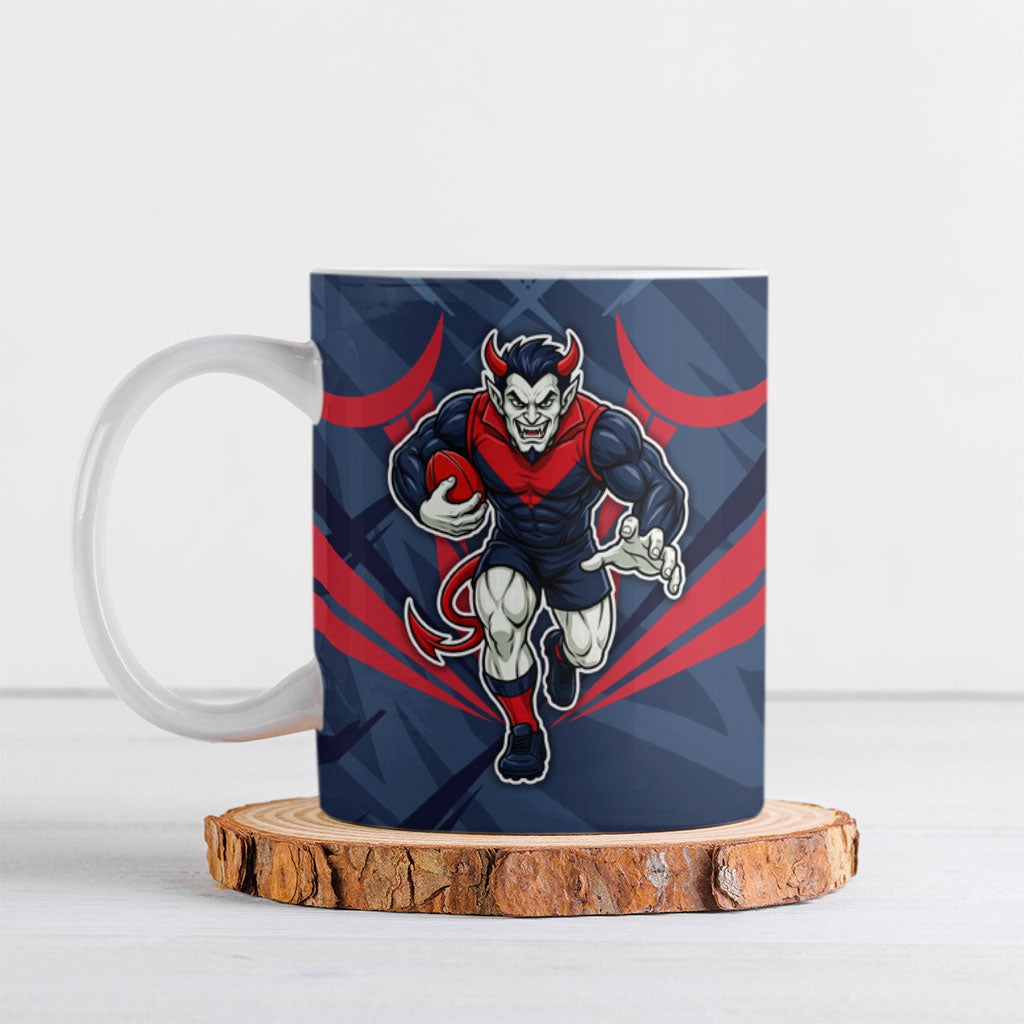 Melbourne Demons Australian Football Ceramic Mug Fierce Devil Mascot - Bold Team Colors