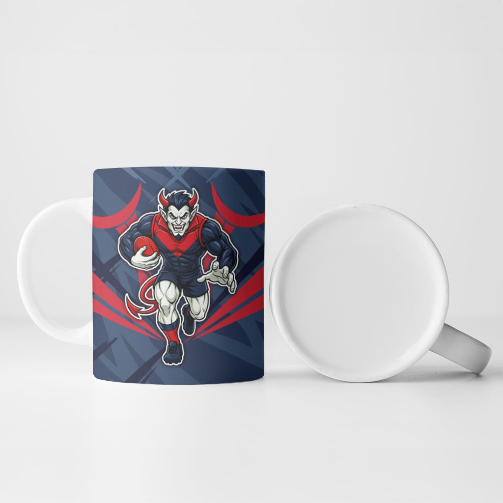 Melbourne Demons Australian Football Ceramic Mug Fierce Devil Mascot - Bold Team Colors