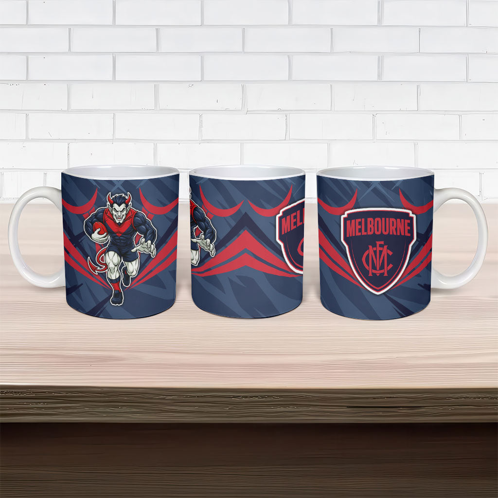Melbourne Demons Australian Football Ceramic Mug Fierce Devil Mascot - Bold Team Colors