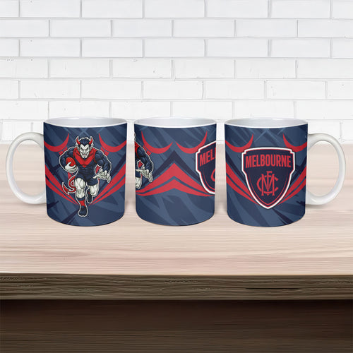 Melbourne Demons Australian Football Ceramic Mug Fierce Devil Mascot - Bold Team Colors