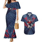 Melbourne Demons Australian Football Couples Matching Mermaid Dress and Hawaiian Shirt Fierce Devil Mascot - Bold Team Colors