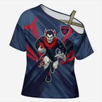 Melbourne Demons Australian Football Cross Shoulder Shirt Fierce Devil Mascot - Bold Team Colors
