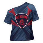 Melbourne Demons Australian Football Cross Shoulder Shirt Fierce Devil Mascot - Bold Team Colors