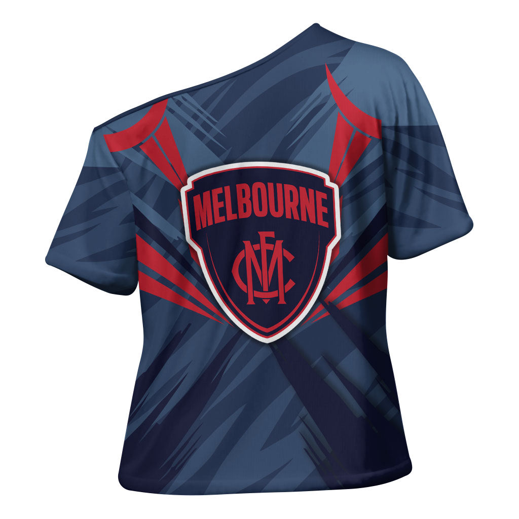 Melbourne Demons Australian Football Cross Shoulder Shirt Fierce Devil Mascot - Bold Team Colors